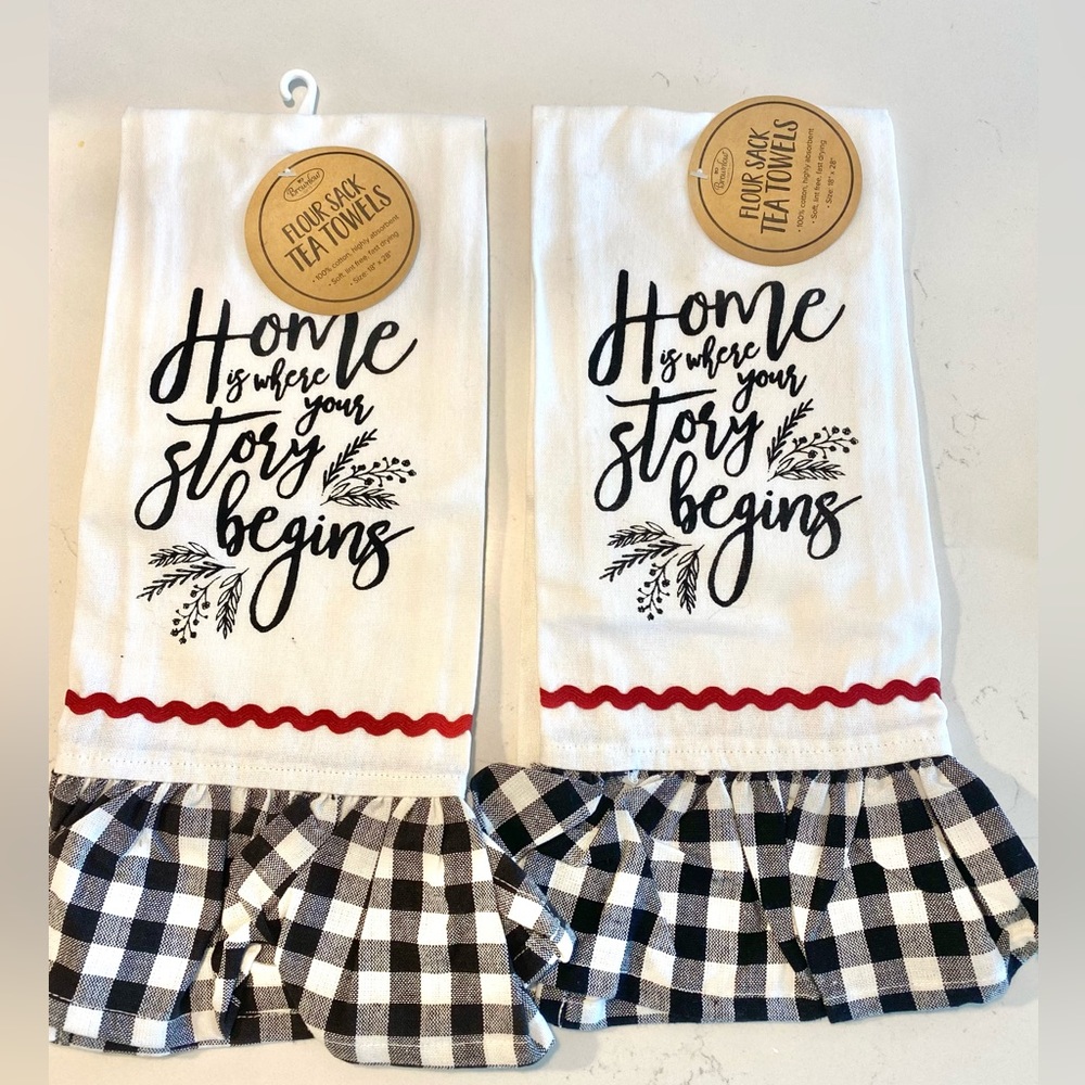 Set of 2 - BNWT - Home Is Where Ur Story Begins Kitchen Towels 🛍️